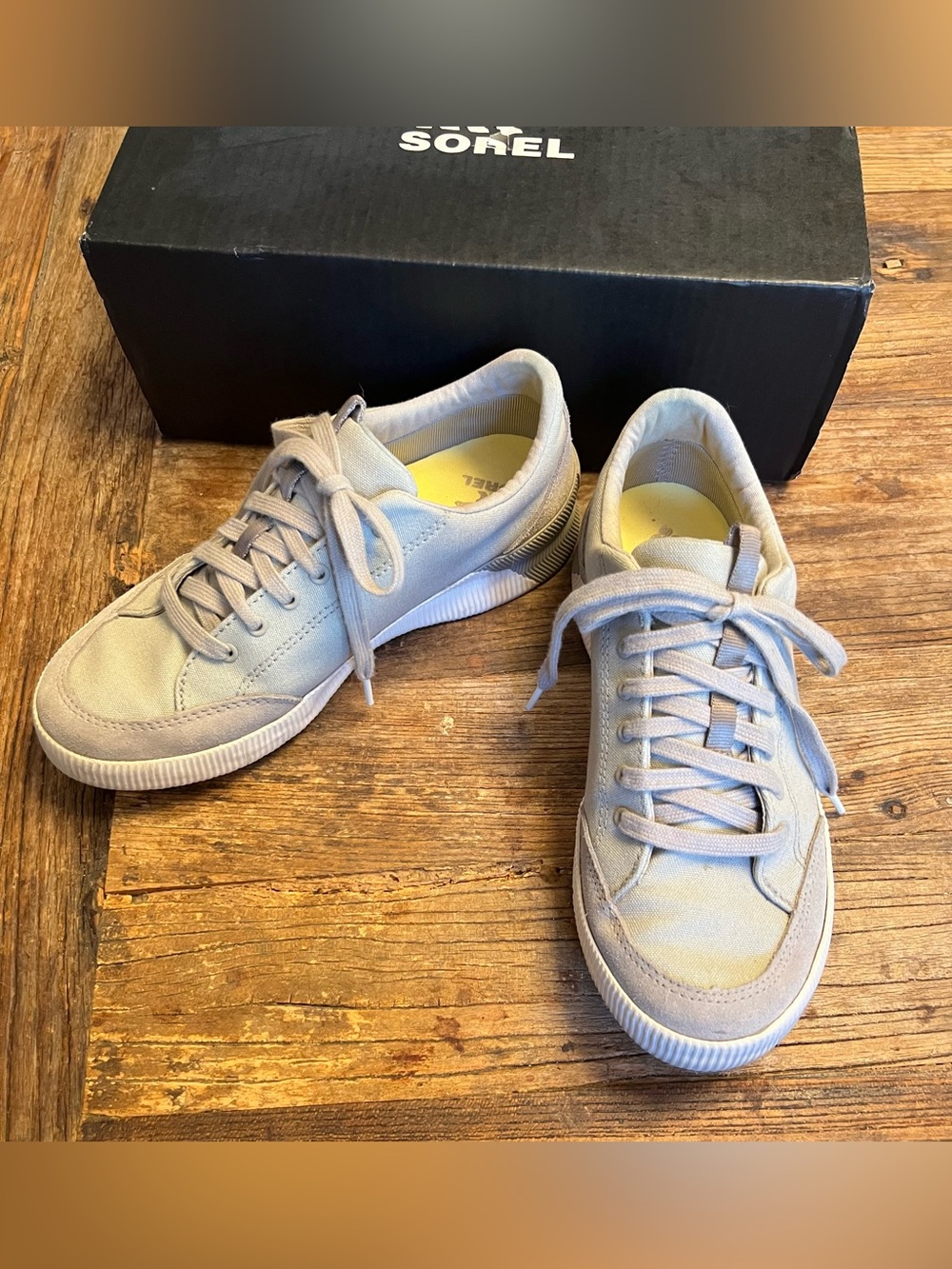 Sorel Women's Light Gray Canvas Lace-Up Sneakers